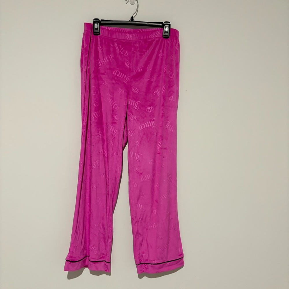 Juicy Couture Sleepwear Loungewear JC Crown Embossed Velour Pajama Pants pink M‎